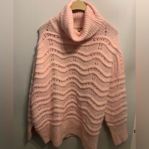 FRNCH Paris Pink Cable knit Turtleneck Sweater M/L
